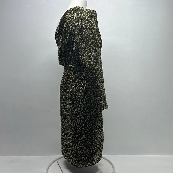 Iro Morello One Shoulder Dress Mini Silk Satin Cheetah Brown Black Print Size 4 - Picture 9 of 13